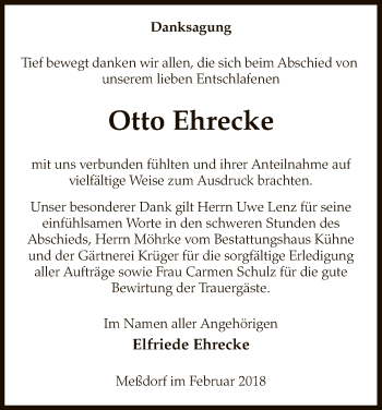 Traueranzeige von Otto Ehrecke von Uelzen