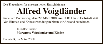 Traueranzeige von Alfred Voigtländer von Uelzen