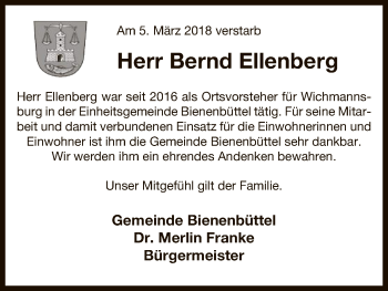 Traueranzeige von Bernd Ellenberg von Uelzen