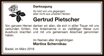 Traueranzeige von Gertrud Pietscher von Uelzen