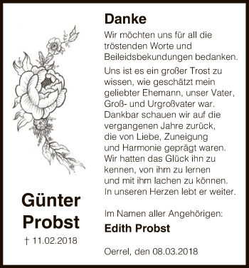 Traueranzeige von Günter Probst von Uelzen