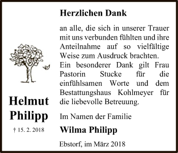 Traueranzeige von Helmut Philipp von Uelzen