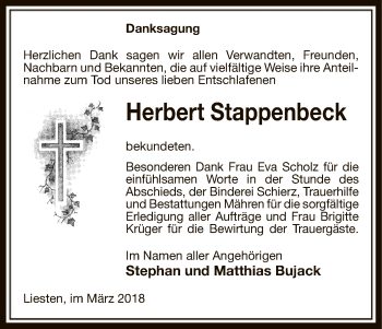 Traueranzeige von Herbert Stappenbeck von Uelzen