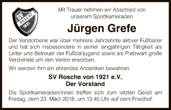 Traueranzeige von Jürgen Grefe von Uelzen