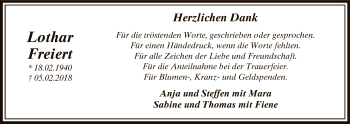 Traueranzeige von Lothar Freiert von Uelzen