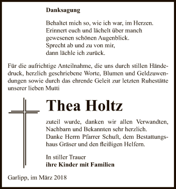 Traueranzeige von Thea Holtz von Uelzen