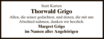 Traueranzeige von Thorwald Grigo von Uelzen