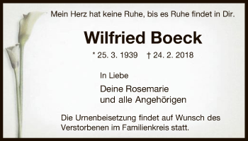 Traueranzeige von Wilfried Boeck von Uelzen