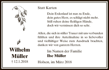 Traueranzeige von Wilhelm Müller von Uelzen