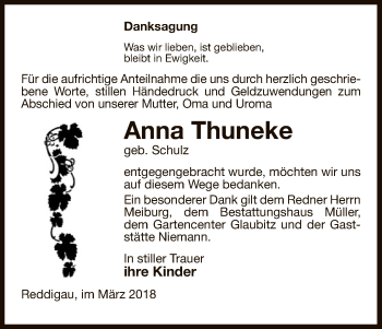 Traueranzeige von Anna Thuneke von Uelzen