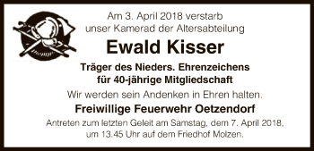 Traueranzeige von Ewald Kisser von Uelzen