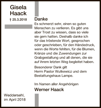 Traueranzeige von Gisela Haack von Uelzen