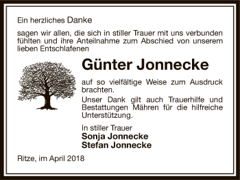 Traueranzeige von Günter Jonnecke von Uelzen