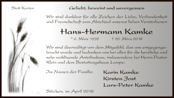 Traueranzeige von Hans-Hermann Kamke von Uelzen