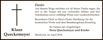 Traueranzeige von Klaus Queckemeyer von Uelzen