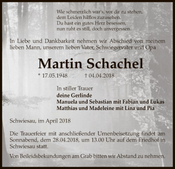 Traueranzeige von Martin Schachel von Uelzen