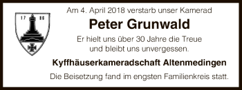 Traueranzeige von Peter Grunwald von Uelzen