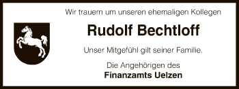 Traueranzeige von Rudolf Bechtloff von Uelzen