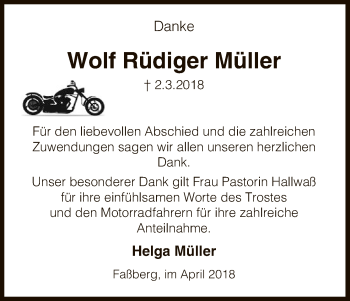 Traueranzeige von Rüdiger Wolf von Uelzen