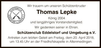 Traueranzeige von Thomas Lepke von Uelzen