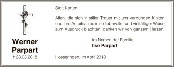 Traueranzeige von Werner Parpart von Uelzen