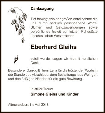 Traueranzeige von Eberhard Gleihs von Uelzen