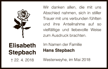 Traueranzeige von Elisabeth Stepbach von Uelzen