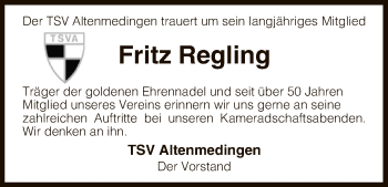 Traueranzeige von Fritz Regling von Uelzen