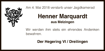Traueranzeige von Henner Marquardt von Uelzen
