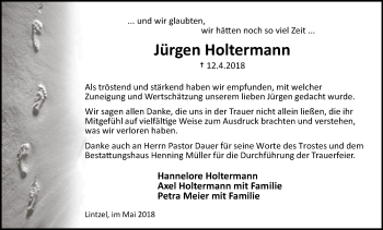 Traueranzeige von Jürgen Holtermann von Uelzen