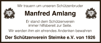 Traueranzeige von Manfred Amlang von Uelzen