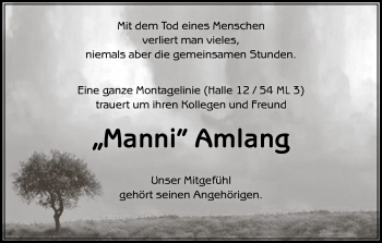 Traueranzeige von Manni Amlang von Uelzen