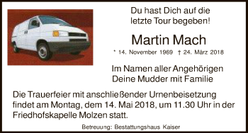 Traueranzeige von Martin Mach von Uelzen