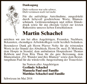 Traueranzeige von Martin Schachel von Uelzen