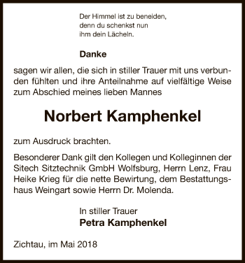 Traueranzeige von Norbert Kamphenkel von Uelzen