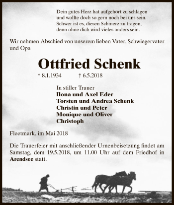 Traueranzeige von Ottfried Schenk von Uelzen