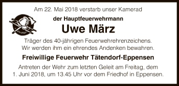 Traueranzeige von Uwe März von Uelzen