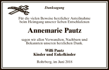 Traueranzeige von Annemarie Pautz von Uelzen