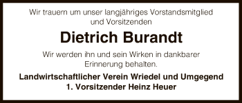 Traueranzeige von Dietrich Burandt von Uelzen