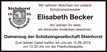 Traueranzeige von Elisabeth Becker von Uelzen