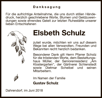 Traueranzeige von Elsbeth Schulz von Uelzen