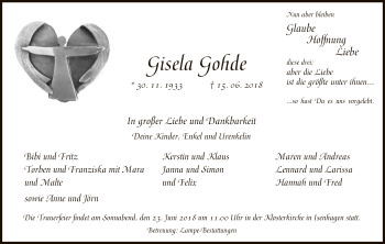 Traueranzeige von Gisela Gohde von Uelzen