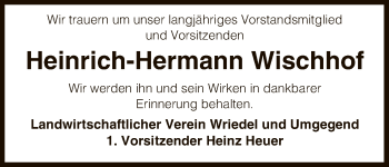 Traueranzeige von Heinrich-Hermann Wischhof von Uelzen