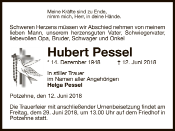 Traueranzeige von Hubert Pessel von Uelzen