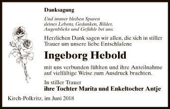 Traueranzeige von Ingeborg Hebold von Uelzen