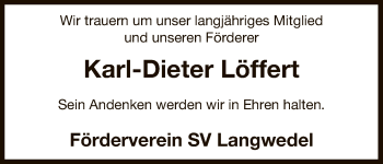 Traueranzeige von Karl-Dieter Löffert von Uelzen