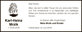 Traueranzeige von Karl-Heinz Mrzik von Uelzen