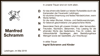 Traueranzeige von Manfred Schramm von Uelzen