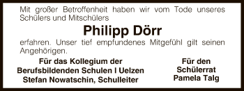 Traueranzeige von Philipp Dörr von Uelzen