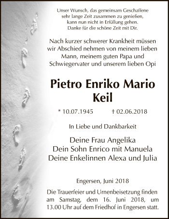 Traueranzeige von Pietro Enriko Mario Keil von Uelzen